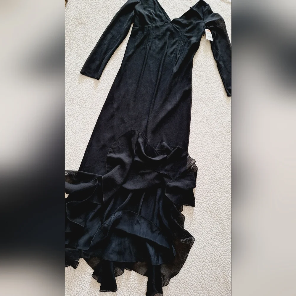 GIVENCHY Off Shoulder Maxi Dress Gown Black Sz 14 Org $5,995 - Picture 11 of 16